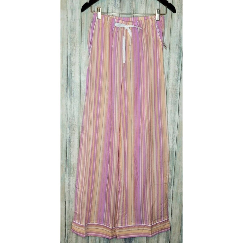 Stars Above Womens XSmall Pajama Pants Pink Striped Hi Rise Wide Leg